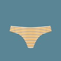 Cute female brown and white striped panties. Trendy thongs icon. Women underwear element. Feminine symbol, template