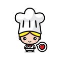 Cute female cartoon character becomes a chef wearing chef costume
