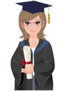 Cute female graduate in academic dress Royalty Free Stock Photo