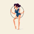 Cute female with Gymnastics Hoop Montage. Hula hoops - Royalty Free Stock Photo