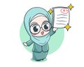 Cute female muslim teacher cartoon character