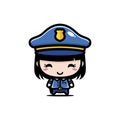 Cute female police cartoon character wearing full police costume