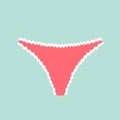 Cute female red panties. Trendy thongs icon. Women underwear element. Feminine symbol, template modern design for