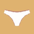 Cute female red panties. Trendy thongs icon. Women underwear element. Feminine symbol, template modern design for