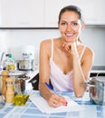 Cute female signing documents