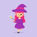 Cute female witch halloween costume mascot design Royalty Free Stock Photo