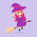 Cute female witch halloween costume mascot design Royalty Free Stock Photo