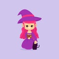 Cute female witch halloween costume mascot design Royalty Free Stock Photo