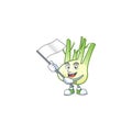 Cute fennel cartoon character design holding a flag