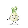 Cute fennel character cartoon mascot vegetable healthy food concept isolated