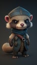 Cute Ferret Animal Warrior 3D Game Model Generative AI