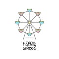 Cute funfair ferris wheel vector illustration