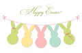 Cute festive Easter bunting as polka dots bunnies