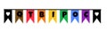Cute festive flags bunting in color of LGBT flag with QTBIPOC acronym - Queer Trans Black Indigineous People of Color