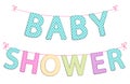 Cute festive garlands for baby shower with gingham letters of different bright colors