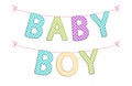 Cute festive garlands for baby shower with gingham letters of different bright colors