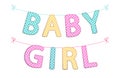 Cute festive garlands for baby shower with gingham letters of different bright colors