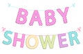 Cute festive garlands for baby shower with gingham letters of different bright colors