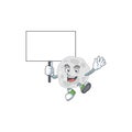 Cute fibrobacteres mascot design smiley with rise up a board