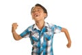 Cute Filipino Boy on White Background and Excited Expression