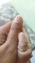 Cute finger baby and mother