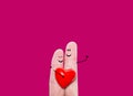 Cute finger couple celebrating valentine `s day