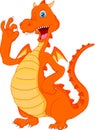 Cute fire dragon cartoon waving