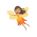 Cute Fire Fairy Girly Cartoon Character Royalty Free Stock Photo