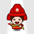 Cute firefighter with simple concept