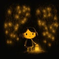 Cute fireflies hand drawn by kid (generative AI)