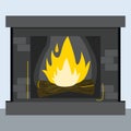 Cute fireplace with burning fire