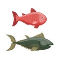 Cute fish cartoon funny swimming graphic animal character and underwater ocean wildlife nature aquatic fin marine water