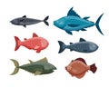 Cute fish cartoon funny swimming graphic animal character and underwater ocean wildlife nature aquatic fin marine water