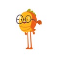 Cute Fish Monster in Glasses, Funny Friendly Monster Cartoon Character Vector Illustration