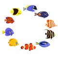 Cute fish vector illustration icons set. Tropical fish, sea fish, aquarium fish. Royalty Free Stock Photo