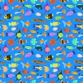 Cute fish vector illustration seamless pattern Royalty Free Stock Photo