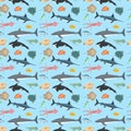 Cute fish vector illustration seamless pattern Royalty Free Stock Photo