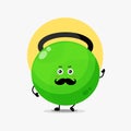 Cute fitness kettlebell character with mustache