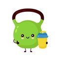 Cute fitness kettlebell with protein shaker