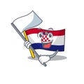 Cute flag croatia Scroll cartoon character style with standing flag