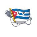 Cute flag cuba Scroll cartoon character in a Doctor with tools