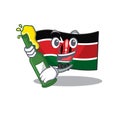Cute flag kenya character smiley bring beer cartoon