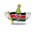 Cute flag kenya character smiley clown cartoon