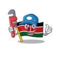 Cute flag kenya character smiley plumber cartoon