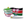 Cute flag kenya character smiley student bring book cartoon