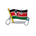 Cute flag kenya character smiley waiting cartoon