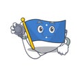 Cute flag micronesia Scroll cartoon character in a Doctor with tools