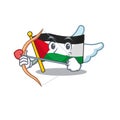 Cute flag palestine Scroll Cupid cartoon character with arrow and wings