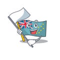 Cute flag tuvalu Scroll cartoon character style with standing flag