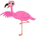 Cute flamingo cartoon waving Royalty Free Stock Photo